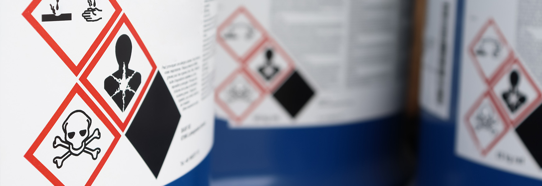 Poison hazard warning labels on gas canisters