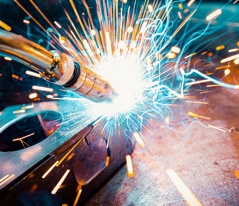 Sparks flying during metal weld